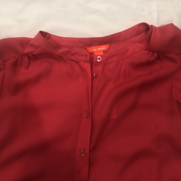 NWT Joe Fresh Cap Sleeve Button front Blouse Size Large—Hot pink - Picture 7 of 9